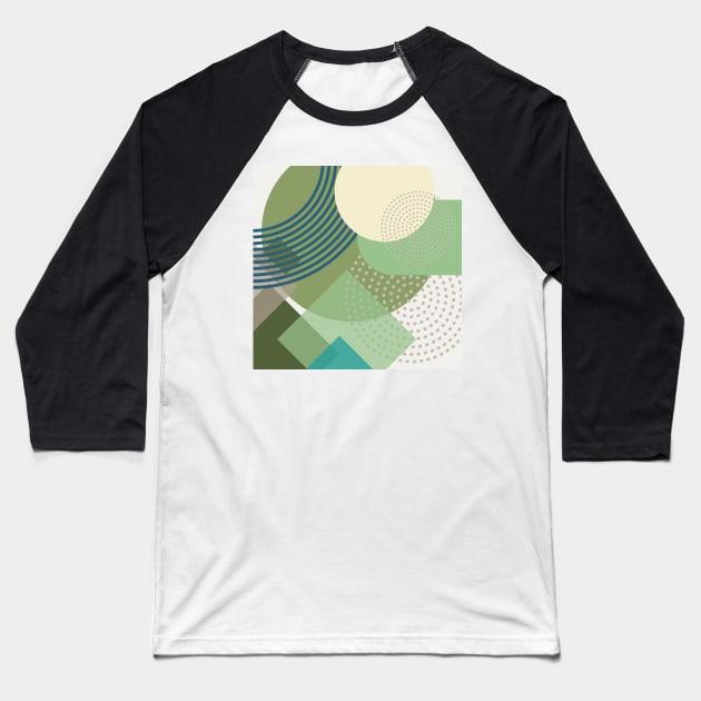 Modern Geometric Pattern Sage Teal Retro Style Baseball T-Shirt by SwagOMart